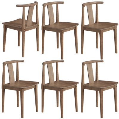 Farmhouse Wood Dining Chairs With Curved Back