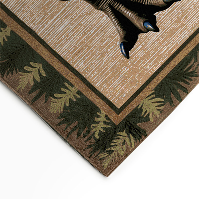 Dinosaurs Beige Indoor and Outdoor Area Rug, Rectangle 9' x 12'
