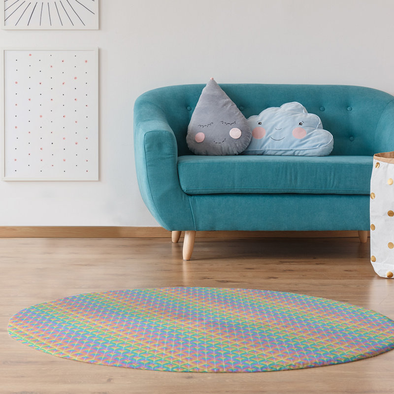 Chenille Striped Indoor Rug, Round 5'