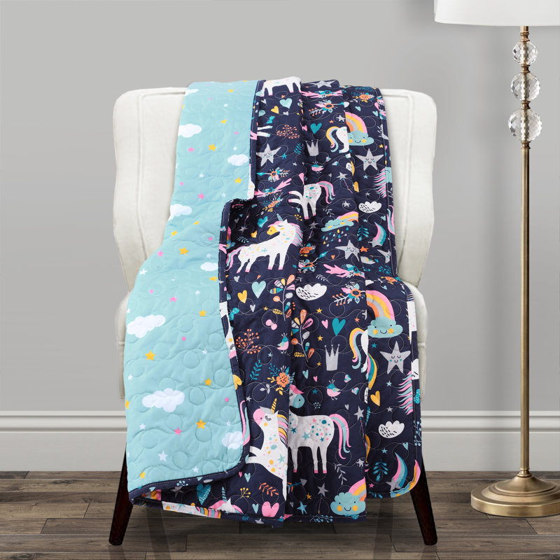 Jeté de licorne en polyester, Bleu marine