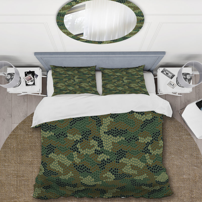 Ensemble de housse de couette en microfibre vert / noir 3 pièces