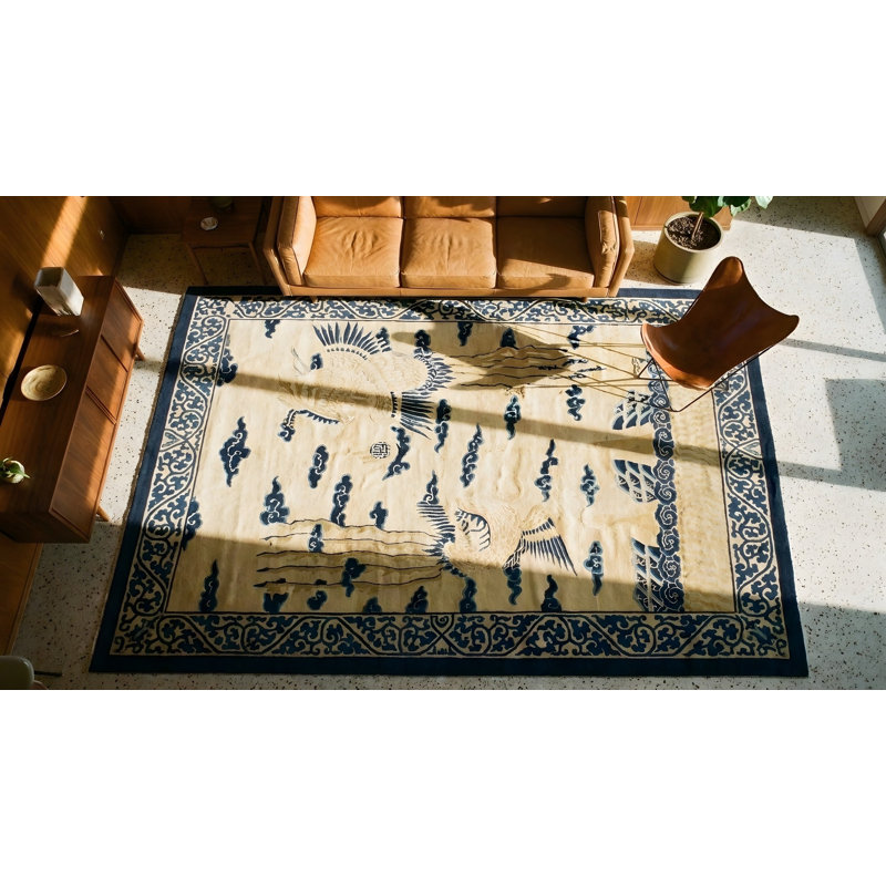 Antique Peking Chinese Allover Ivory 1890s Rug