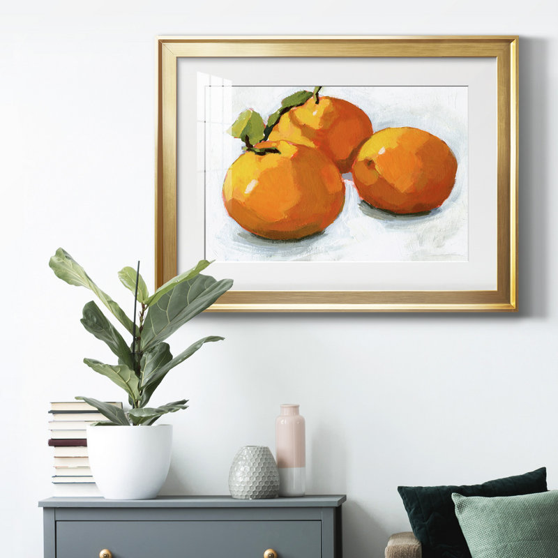 Citron Grouping I, toile encadrée de qualité supérieure - prête à être accrochée, Cadre doré, H 18,5 po x l 24,5 po x P 1 po