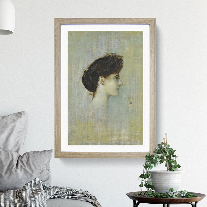 Portrait of a Woman by Franz Von Stuck - Picture Frame Painting, Oak Framed, 65cm H x 48cm W x 2cm D