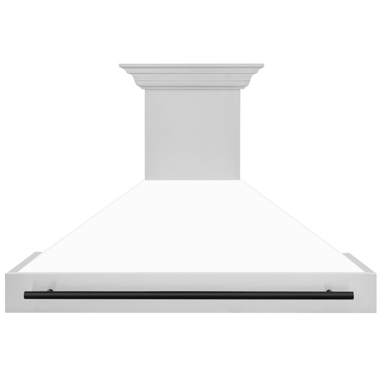 ZLINE Autograph Edition 48 in. Stainless Steel Range Hood W/ White Matte Shell & Matte Black Handle
