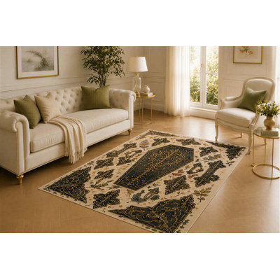Tapis en cercueil noir «Ultra Léger» 5 pi x 7 pi, papillon en filigrane et emblème floral, couvre-plancher imprimé lisse pour salon, chambre à coucher, bureau et décor victorien foncé