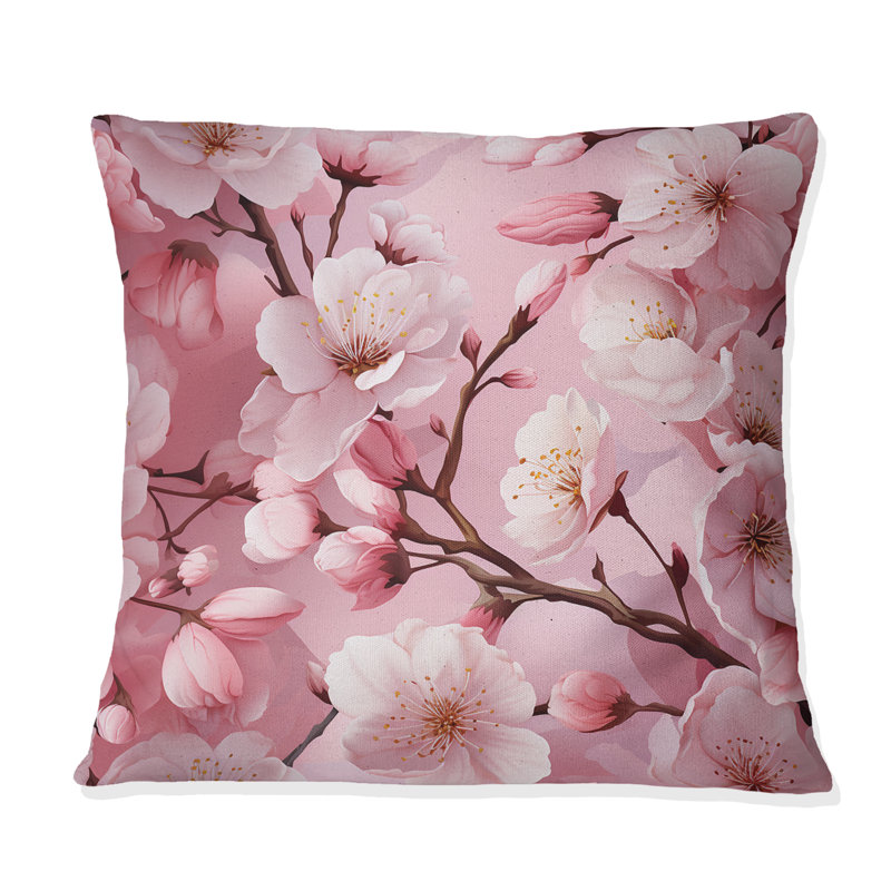 Coussin en polyester rose, H 18 po x l 18 po