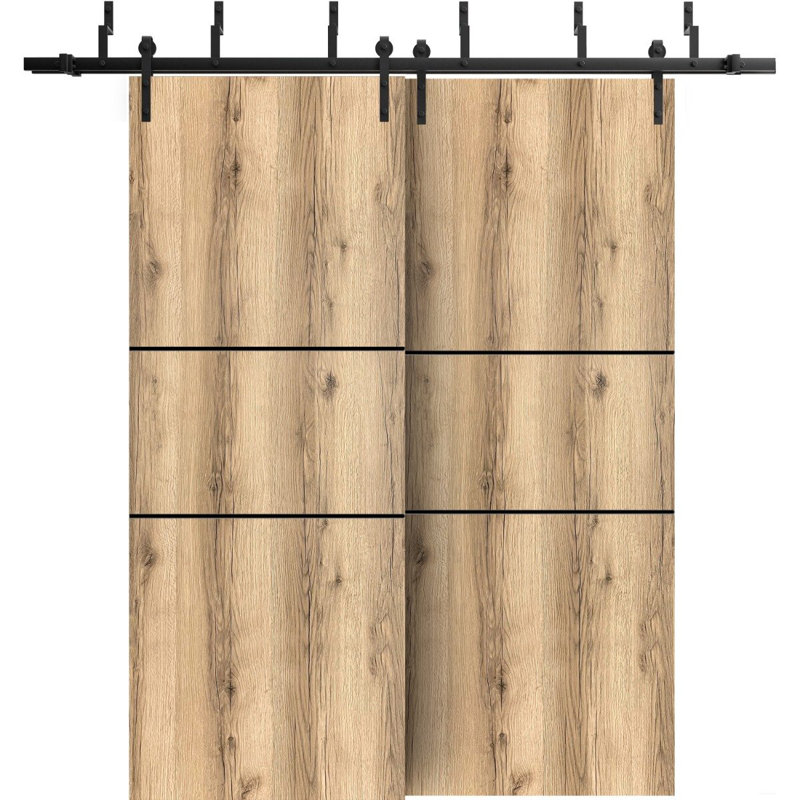 Porte de grange en bois massif massif, Chêne, 64 po x 96 po