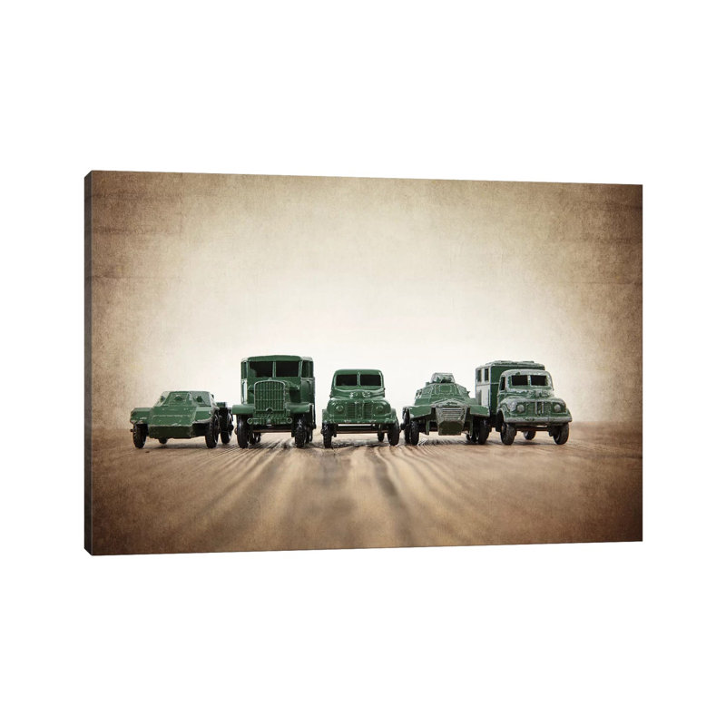 Army Truck Lineup - Wrapped Canvas Print, 66.04 cm H x 45.72 cm W
