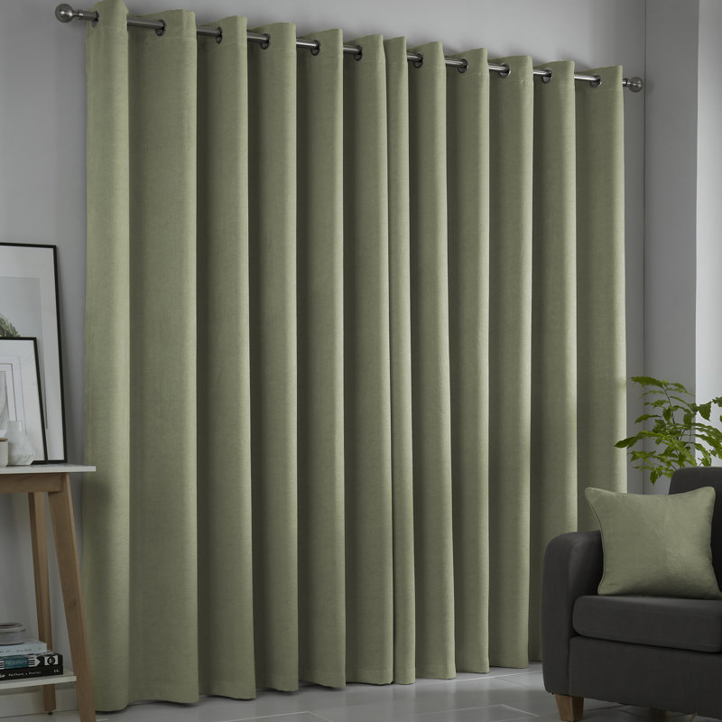  Eyelet Room Darkening Curtain, Green, Width 229 x Drop 275 cm