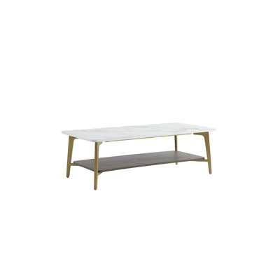 Coffee Table Rectangular Center Table for Living Room Open Space Side Table with Metal Frame