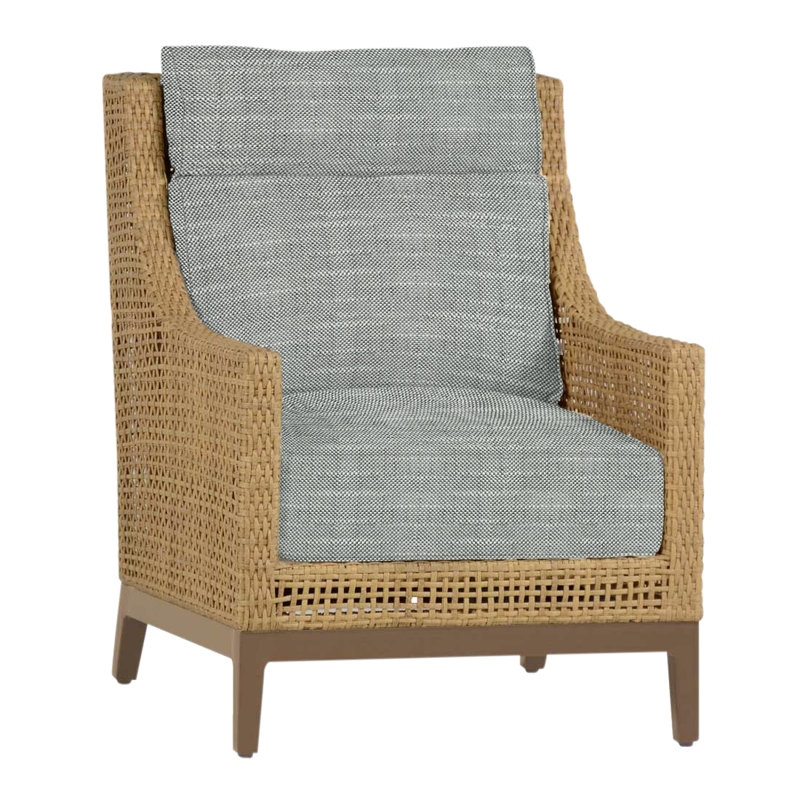 Peninsula Woven Lounge Chair, Rollo Silver, No welt + Standard fill, Light Raffia/Natural Sandalwood