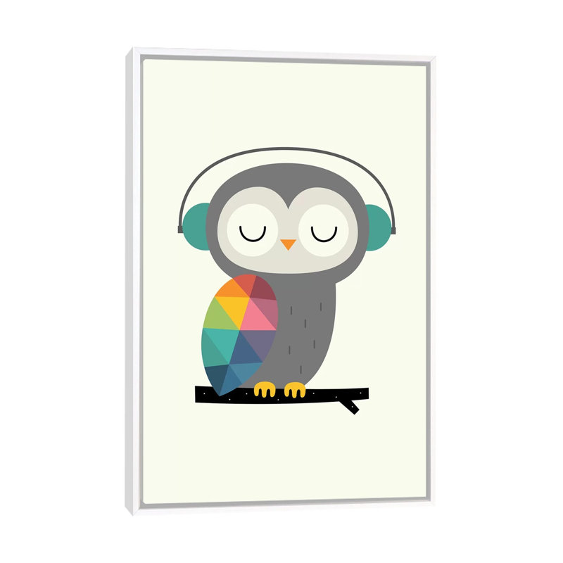 «Owl Time» par Andy Westface - impression d'art graphique, Toile blanche encadrée, Pas de tapis, H 60 po x l 40po x P 1,5 po