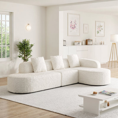 Effortless Elegance Curved L-Shape Sofa Set with and Wide Chaise