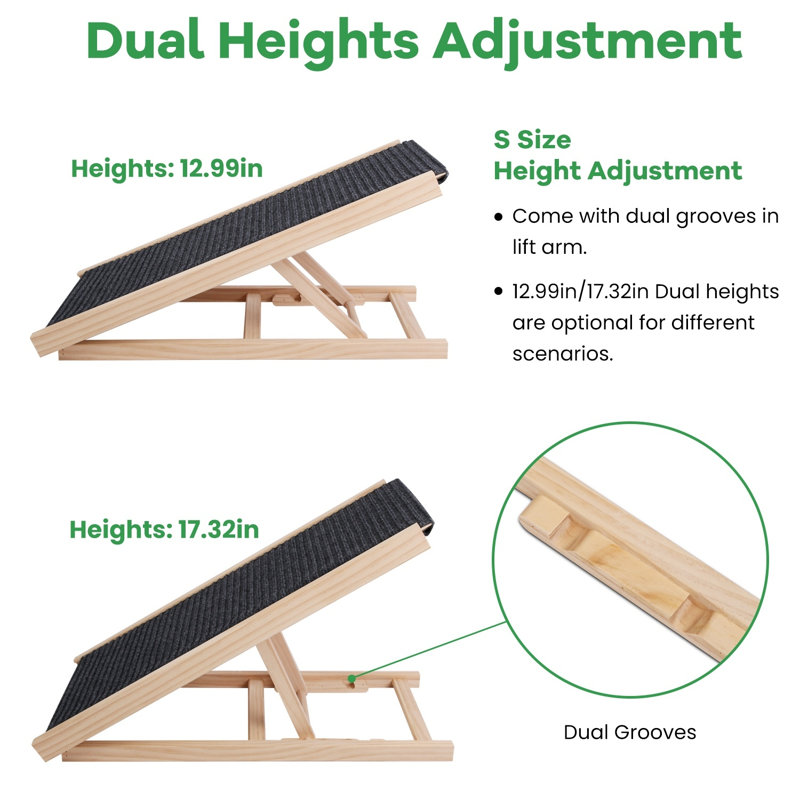 Rampe réglable pour chien en bois pliable