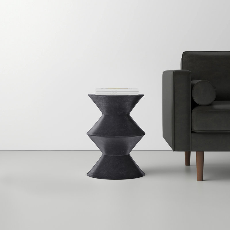 Shanta Concrete Top End Table, Black