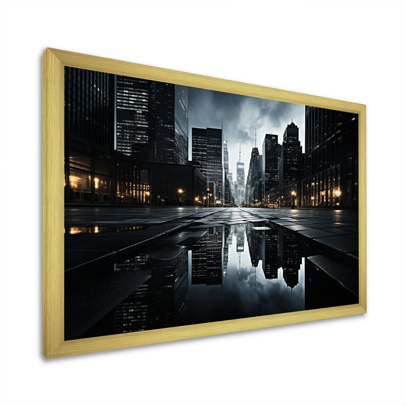 Skyscrapers Urban Elegance II - Architecture Wall Art Prints, Encadrement doré, H 12 po x l 20 po x P 1 po
