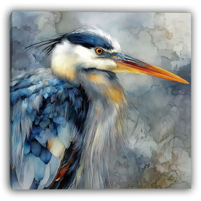 «Blue Plumage Heron», art mural sur toile tendue