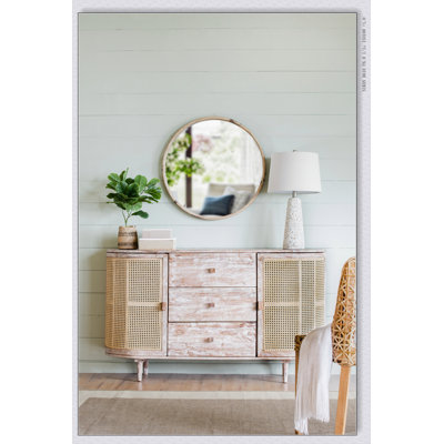 57x16x33" Tv Console With Cane Doors