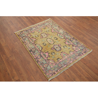 Vegetable Dye Oushak Turkish Accent Rug 3x4