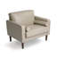 Fauteuil club capitonné à accoudoirs carrés en similicuir avec 2 coussins-1509266250