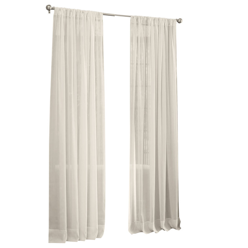 Estill Sheer Curtain Single Panel, Ivory, 108" x 118"
