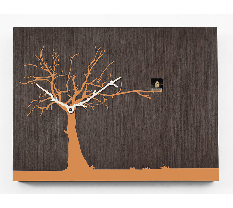 Myrtle Cuckoo Wall Clock, Dark Wood/Orange