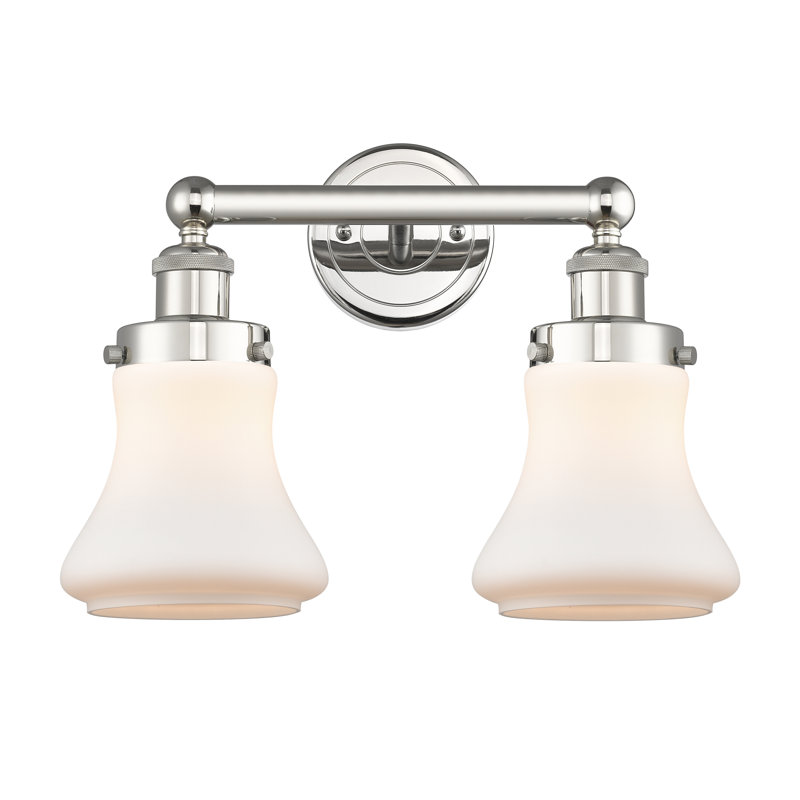 Éclairage pour meuble-lavabo à 2 lumières à intensité variable Asadbek, Blanc mat, Nickel poli