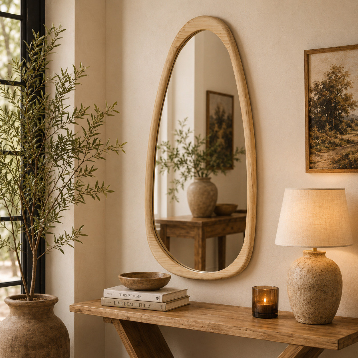 Dupont Solid Wood Asymmetrical Wall Mirror