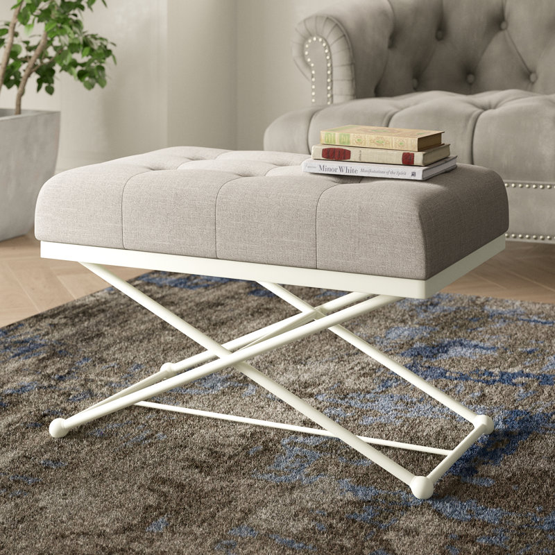 Trevett Cocktail Ottoman, Light Grey/Cream