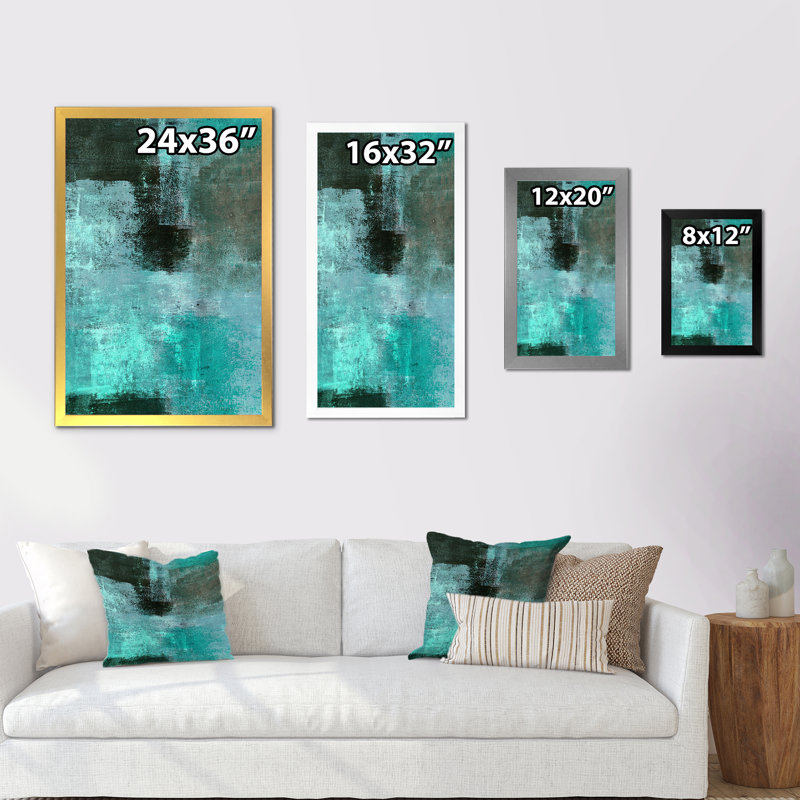 «Turquoise Meets Brown Abstract Art», reproduction d'art moderne et contemporaine sur toile, Cadre photo noir