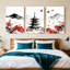 Pagode japonaise et fleur de cerisier, reproduction d'art sur toile, ensemble de 3 encres traditionnelles-796964370