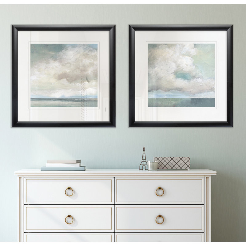 Cloudscape VII - ensemble de 2 reproductions encadrées sur papier, Cadre noir