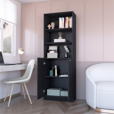 Bibliothèque à 2 portes Sutton, rangement avec tablettes à plusieurs niveaux et porte double