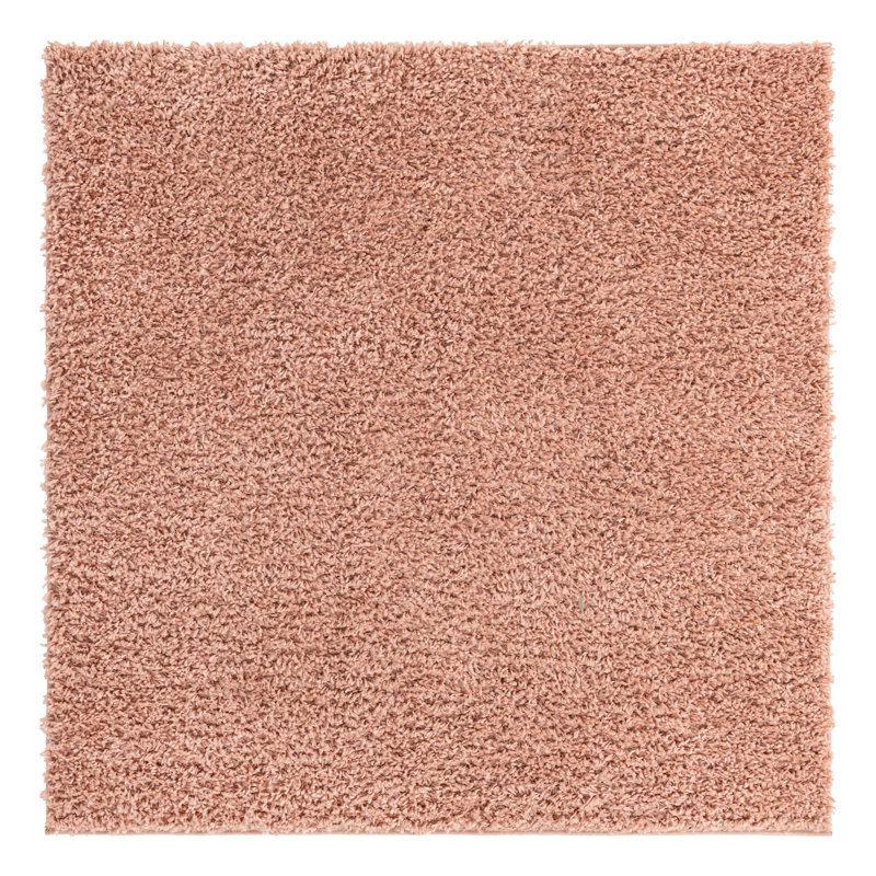 Tapis rose à poils longs Candas, Carré 5 pi 3 po