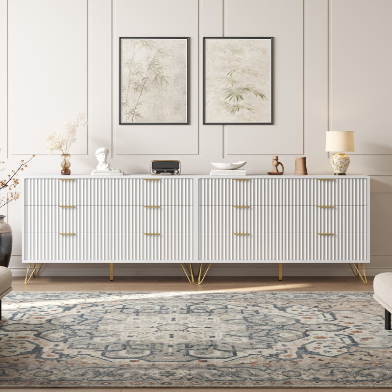 Verendrye 2-in-1 TV Stand for TVs up to 85",Dresser TV Stand, White
