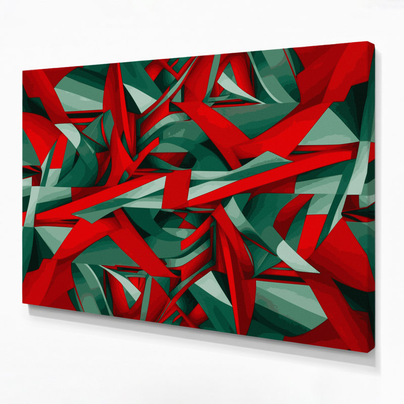 Art mural sur toile rouge Op Art 61, H 11 po x l 14 po