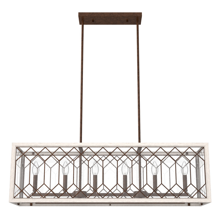 Chevron 6 Light Linear Rectangle Chandelier