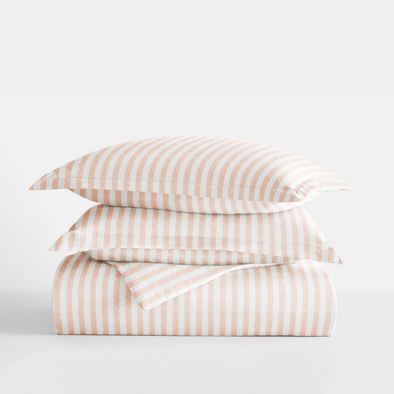Becky Cameron Distressed Rugged Stripe Duvet Cover Set, Twin/TwinXL Duvet Cover + 1 Standard Sham, Blush