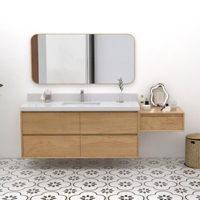 Mellani 72 Inch Floating Bathroom Vanity & Makeup Table Set