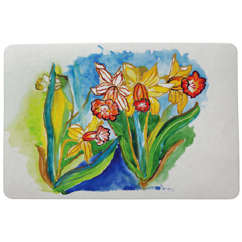 Tapis antidérapant Daffodils, Rectangle 2 pi 6 po x 4 pi 2 po