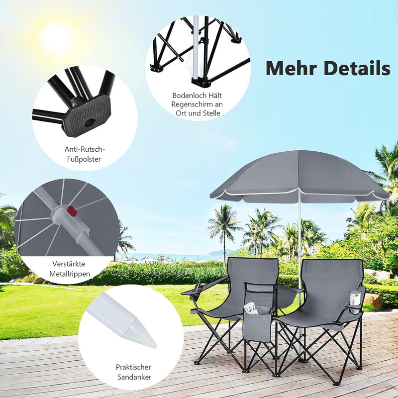 Besharat Folding Camping Chair, Grey