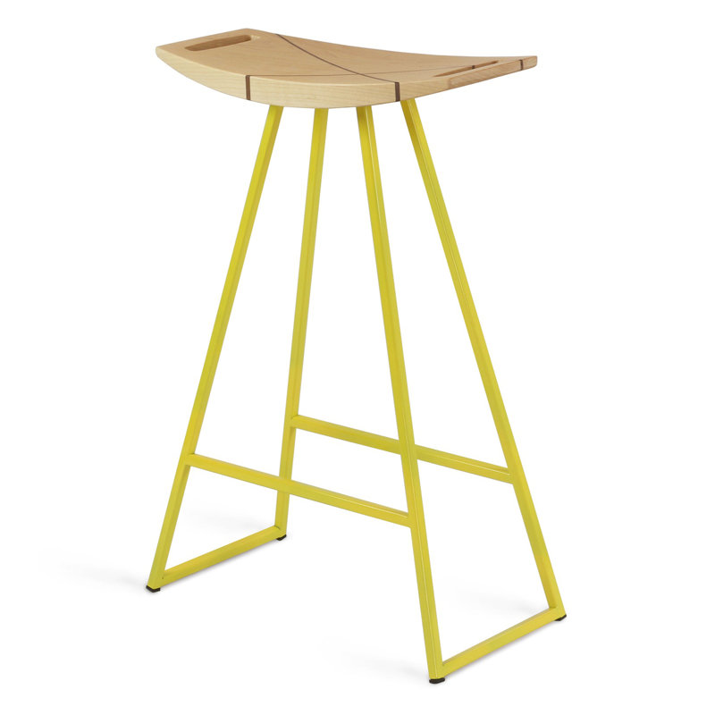 Robert Counter Stool with Metal Frame, Maple, Yellow, Counter Stool (24" Seat Height)