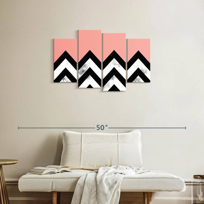 Avery abstrait zigzag contraste de marbre, H 22 po x l 36 po