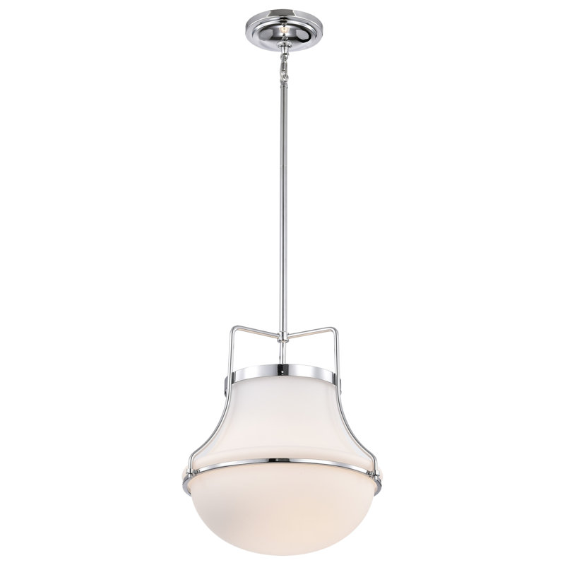 Luminaire suspendu 1 lumière Bashaw, H 53,88 po x l 14 po x P 14 po, Nickel poli