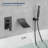 Male NPT Waterfall Shower Head With Handheld,Matte Black Bathtub Shower Faucet With High Flow Wall Mount Tub Faucet,Single Handle Bathroom Tub Mixer Tap Hand Shower System With Curved Spout Commercial