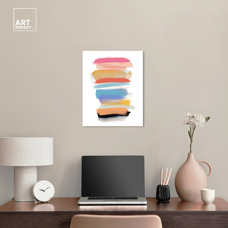 Colorful Abstract Brushstrokes Canvas Art in Pastel Shades