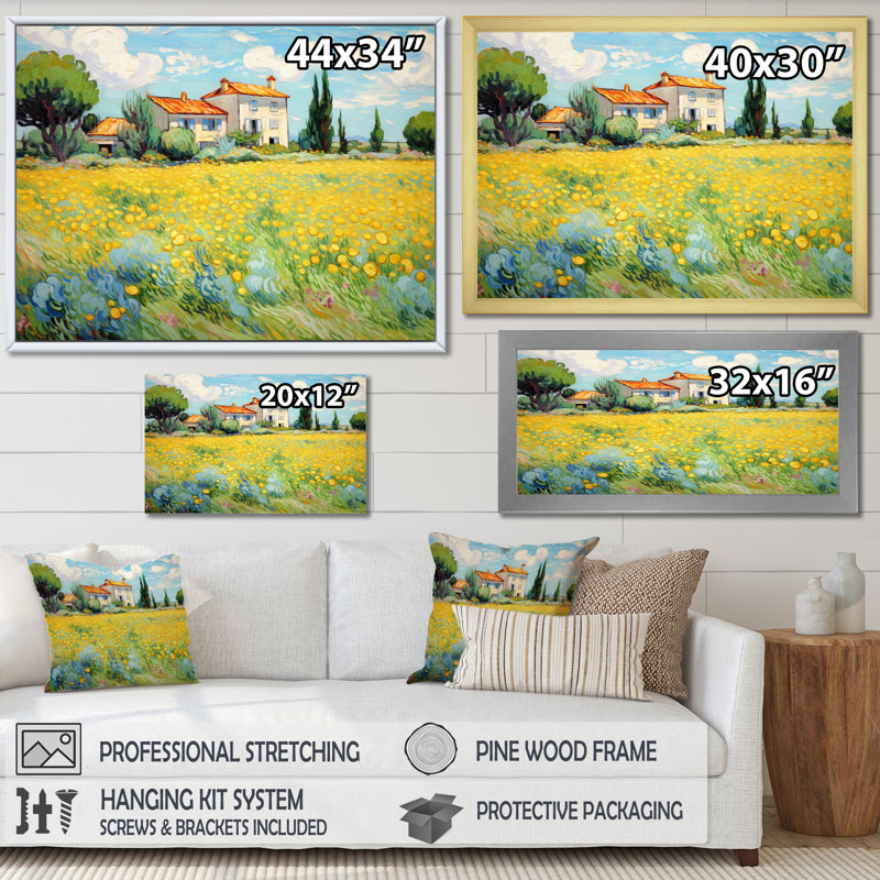 Vangogh la maison jaune à Arles I - décoration murale Vangogh par Vincent Van Gogh, peinture, H 30 po x l 40 po x P 1,5 po