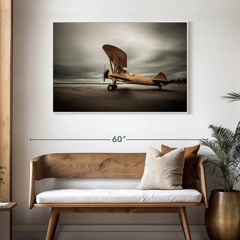 Biplane, 13" X 9", Floating Frame White