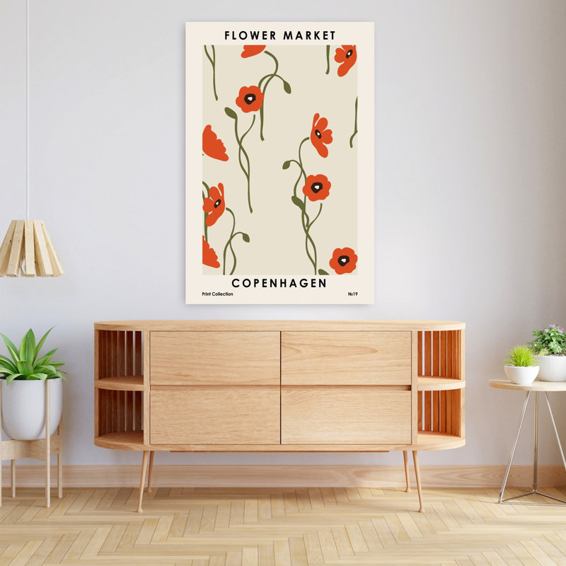 Art contemporain, art floral, H 48 po x l 32 po